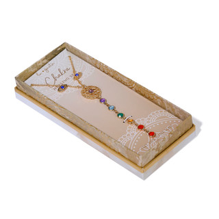 Thumbnail 2: LU GAETA 2 Pc Gold Tone Stud Earrings & Chakra Necklace Set 