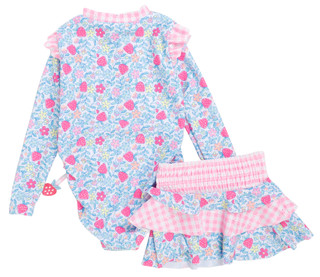 Thumbnail 2: Btween Toddler Girl 2 Pc Long Sleeve Rash Guard & Swim Skirt 