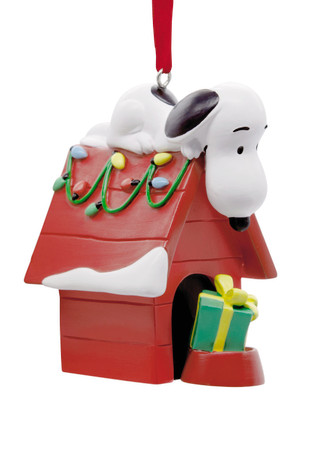 Thumbnail 1: SNOOPY Snoopy Doghouse with Christmas Lights Ornament 