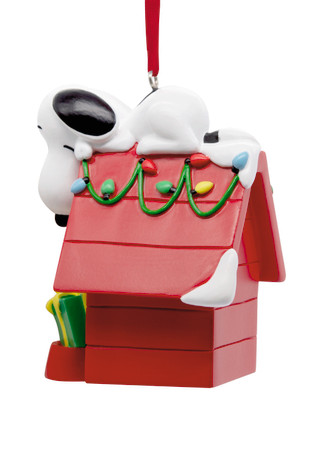 Thumbnail 3: SNOOPY Snoopy Doghouse with Christmas Lights Ornament 