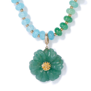 Thumbnail 3: Nicole Miller Gold Tone Beaded Flower Pendant Necklace 