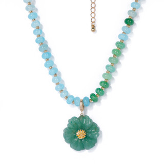 Thumbnail 1: Nicole Miller Gold Tone Beaded Flower Pendant Necklace 