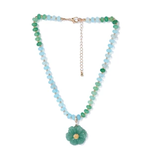 Thumbnail 4: Nicole Miller Gold Tone Beaded Flower Pendant Necklace 