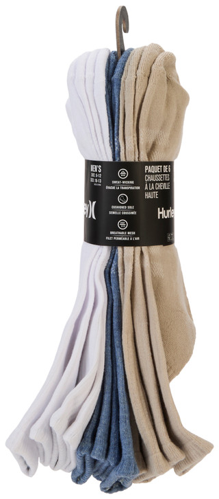 Thumbnail 2: Hurley Men's 6 Pk High Quarter Socks 