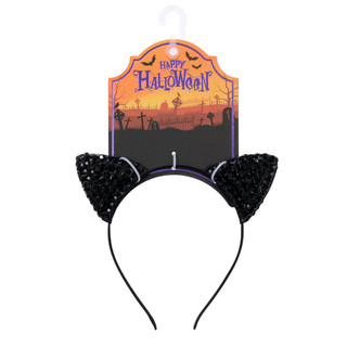 Thumbnail 1: Fantasia Accessories Halloween Beaded Cat Ears Headband 