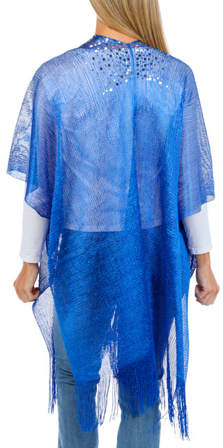 Thumbnail 2: Jessica McClintock Women's Solid Americana Crochet Fringe Kimono 
