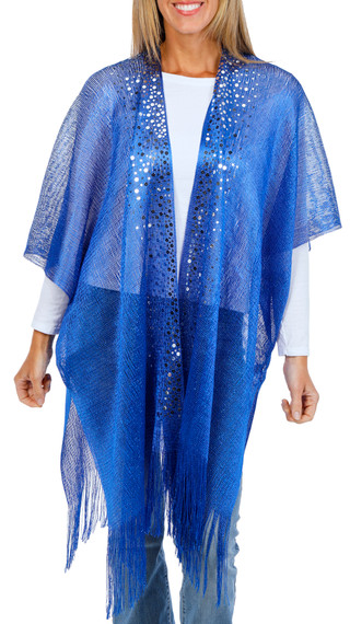 Thumbnail 1: Jessica McClintock Women's Solid Americana Crochet Fringe Kimono 