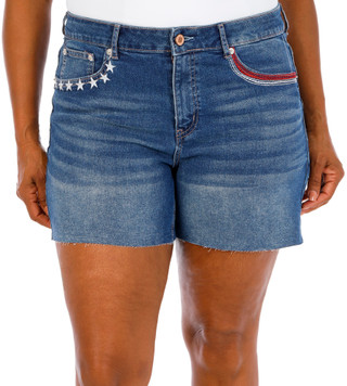 Thumbnail 1: COPPERFLASH Plus Americana Embroidery Fray Shorts 