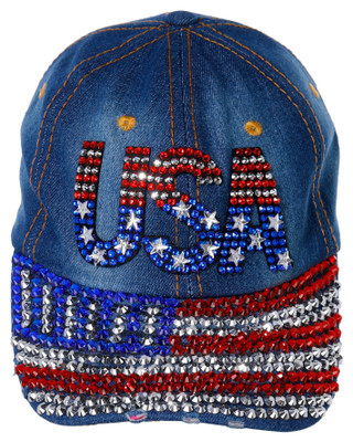 Thumbnail 2: La Valentina USA Bling Denim Cap 