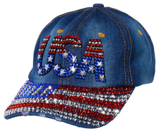 Thumbnail 1: La Valentina USA Bling Denim Cap 