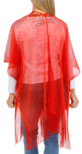 Thumbnail 3: Jessica McClintock Women's Solid Americana Sequence Fringe Kimono 