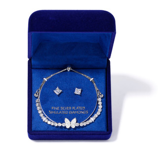Thumbnail 3: Lumira 2 Pc Fine Silver Plated Bracelet Set 