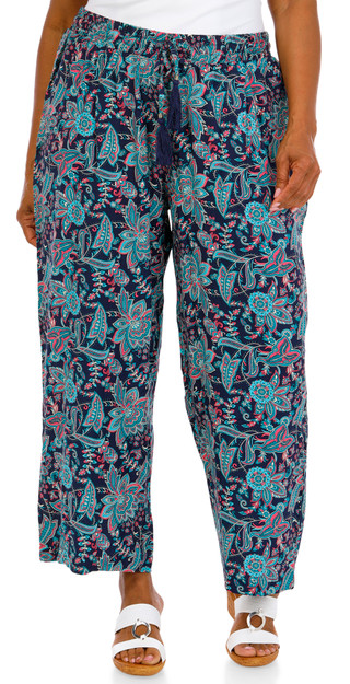 Thumbnail 1: Philosophy Plus Paisley Tie Waist Ankle Pants 