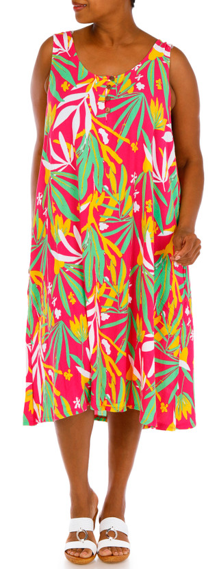 Thumbnail 1: Kaktus Plus Tropical Printed Crepon Dress 