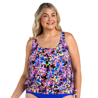 Thumbnail 1: Maxine of Hollywood Plus Banded Scoop Blouson Swim Tankini 