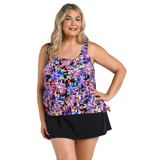 Thumbnail 4: Maxine of Hollywood Plus Banded Scoop Blouson Swim Tankini 