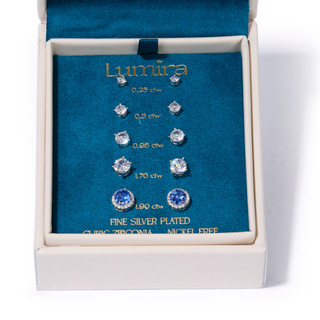 Thumbnail 2: Lumira 5 Pk Fine Silver Plated Stud Earrings 