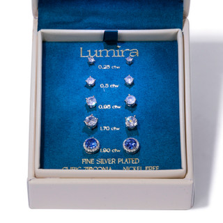Thumbnail 1: Lumira 5 Pk Fine Silver Plated Stud Earrings 