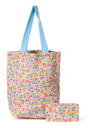 Thumbnail 1: Scribble 2 Pc Floral Print Tote Bag with Pouch 