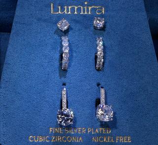 Thumbnail 3: Lumira 3 Pk Fine Silver Plated Earrings 