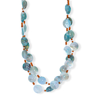Thumbnail 3: Palmetto & Pearl Layered Blue Disc Bead Necklace 
