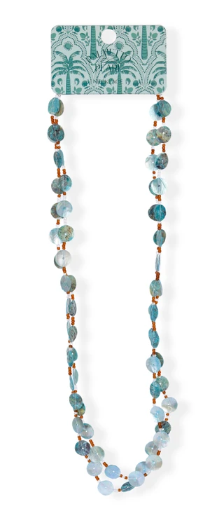 Thumbnail 1: Palmetto & Pearl Layered Blue Disc Bead Necklace 