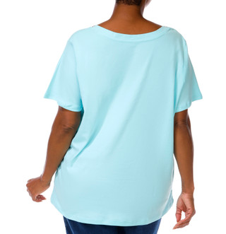 Thumbnail 3: Coral Bay Women's Plus Short Sleeve V-Neckline Grommet Top 