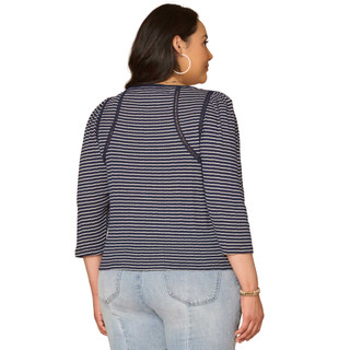 Thumbnail 2: Democracy Plus 3Q Sleeve Striped Top 