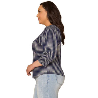 Thumbnail 4: Democracy Plus 3Q Sleeve Striped Top 