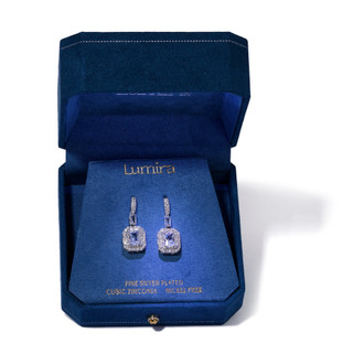 Thumbnail 3: Lumira Fine Silver Plated Square Drop Earrings 