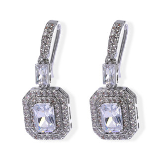 Thumbnail 1: Lumira Fine Silver Plated Square Drop Earrings 