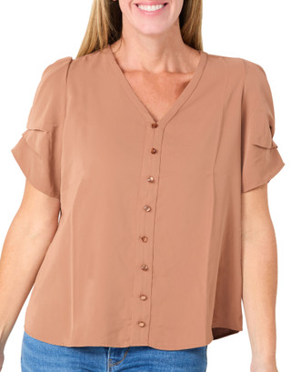 Thumbnail 1: Adrianna Papell Women's Pinched Sleeve Blouse 