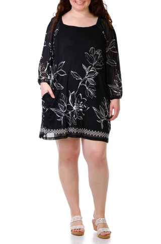 Thumbnail 1: HARPER 241 Plus Long Sleeve Embroidered Sheath Dress 