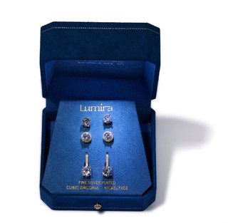 Thumbnail 1: Lumira 3 Pk Fine Silver Plated Earrings 