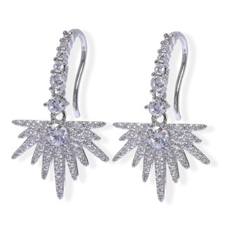 Thumbnail 1: Lumira Fine Silver Plated Crystal Fan Earrings 