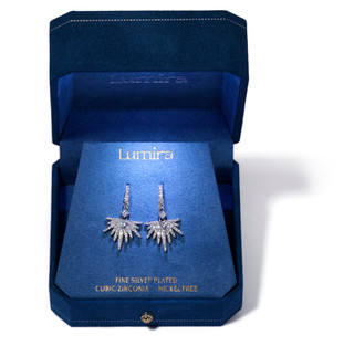 Thumbnail 2: Lumira Fine Silver Plated Crystal Fan Earrings 