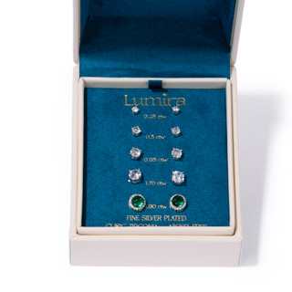 Thumbnail 2: Lumira 5 Pk Fine Silver Plated Stud Earrings 