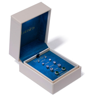 Thumbnail 3: Lumira 5 Pk Fine Silver Plated Stud Earrings 
