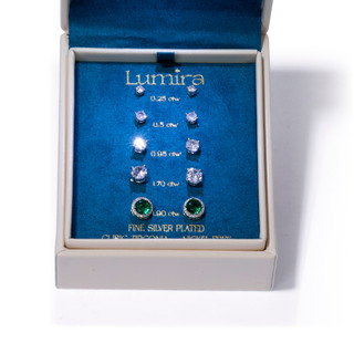 Thumbnail 1: Lumira 5 Pk Fine Silver Plated Stud Earrings 