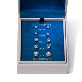 Thumbnail 1: Lumira 5 Pk Fine Silver Plated Stud Earrings 