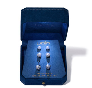 Thumbnail 1: Lumira 3 Pk Fine Silver Plated Earrings 