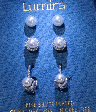 Thumbnail 2: Lumira 3 Pk Fine Silver Plated Earrings 