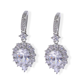 Thumbnail 1: Lumira Fine Silver Plated Pear Drop Earrings 