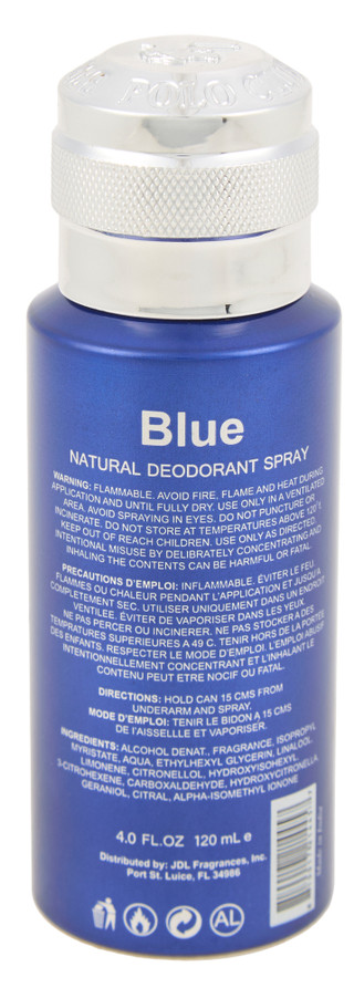 Thumbnail 2: Beverly Hills Polo Club 4 oz Blue Natural Deodorant Spray for Him 
