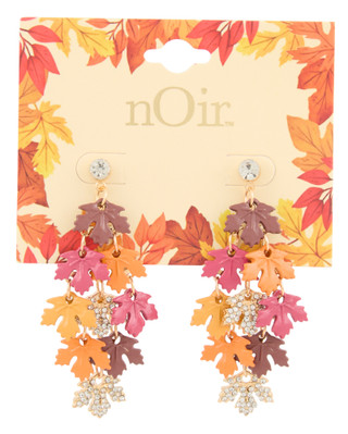 Thumbnail 1: Noir Fall Leaf Drop Earrings 