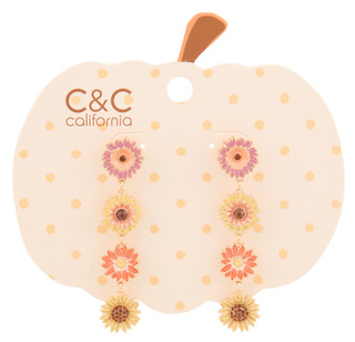 Thumbnail 1: C&C California Fall Sunflower Linear Drop Earrings 