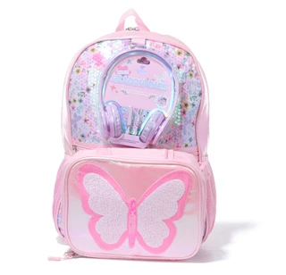 Thumbnail 5: RAINBOW SUGAR Sequined Backpack w/ Headphones & Detachable Lunch Bag 