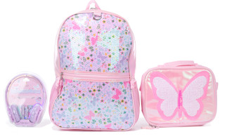 Thumbnail 1: RAINBOW SUGAR Sequined Backpack w/ Headphones & Detachable Lunch Bag 