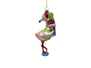 Thumbnail 1: Magical Season Glass Flamingo with Gifts Christmas Ornament 