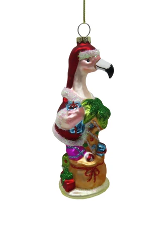 Thumbnail 1: Magical Season Glass Flamingo with Gifts Christmas Ornament  